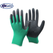 NMSAFETY 13 gauge polyester or nylon plam  coated latex glove  garden use work gloves